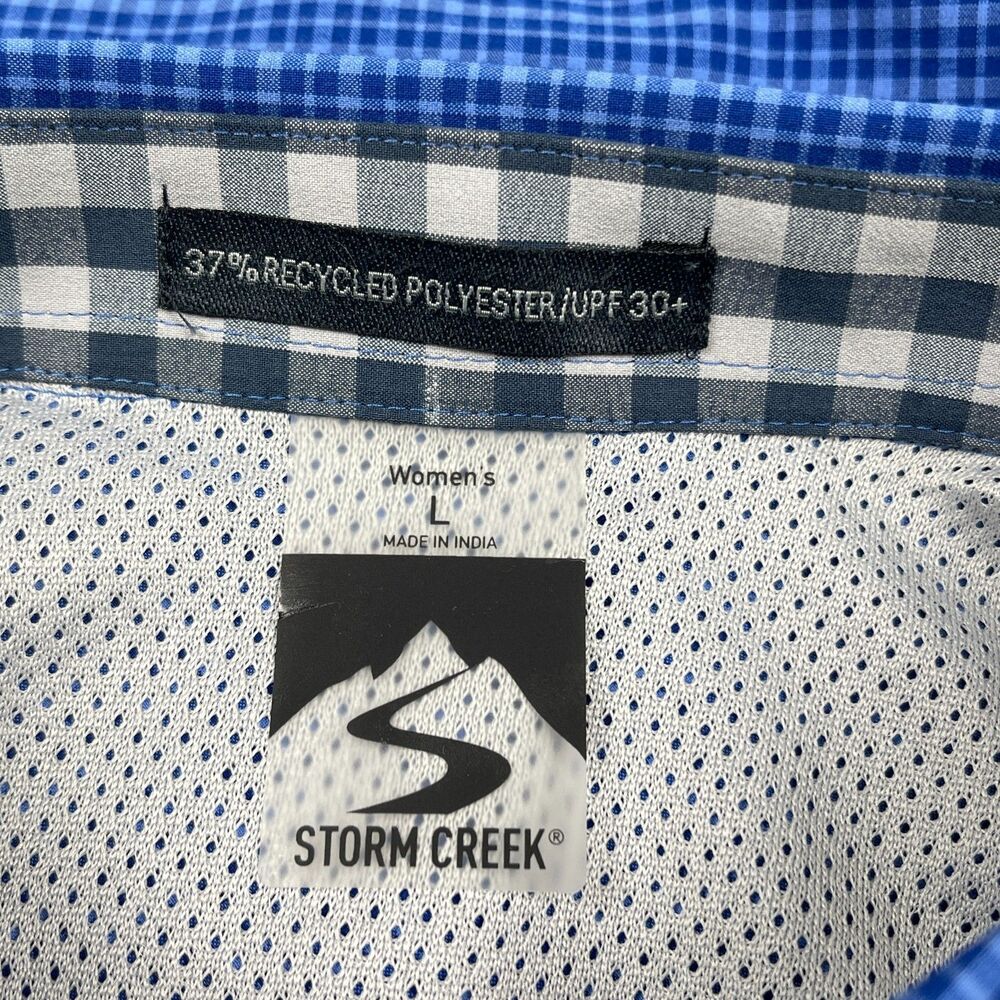 Storm Creek Women's Shirt Large Blue Check 4-Way Stretch Button Down Long Sleeve - Picture 10 of 12